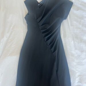 Zara Black Asymmetrical Ruched Cocktail Dress